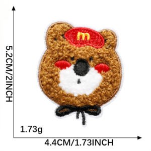 Burger Bear chenille embroidered iron-on patch