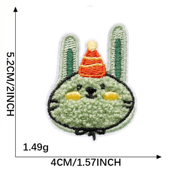Minty Party Bunny chenille embroidered iron-on patch
