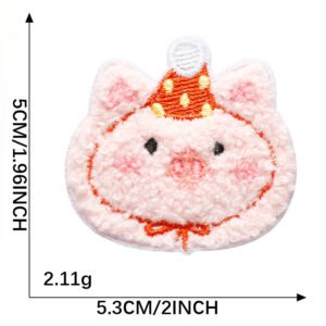 Strawberry Piggy chenille embroidered iron-on patch
