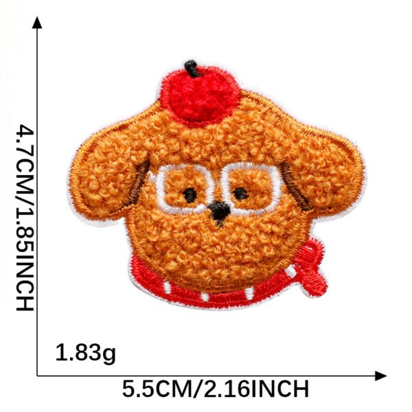Studious Poodle chenille embroidered iron-on patch