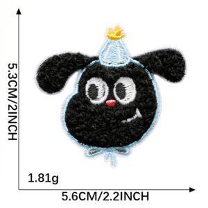 Wide-Eye Pup chenille embroidered iron-on patch